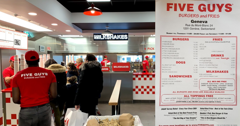 Comptoir caisse menu Five Guys Genève Comptoir caisse menu Five Guys Genève