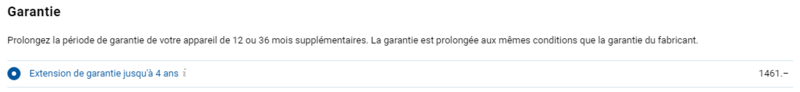 Extension de garantie jusqu'à 4 ans Extension de garantie jusqu'à 4 ans