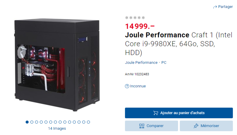 Joule Performance Craft 1 (Intel Core i9-9980XE, 64Go, SSD, HDD) Joule Performance Craft 1 (Intel Core i9-9980XE, 64Go, SSD, HDD)