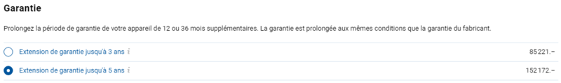 Extension de garantie jusqu'à 5 ans Extension de garantie jusqu'à 5 ans